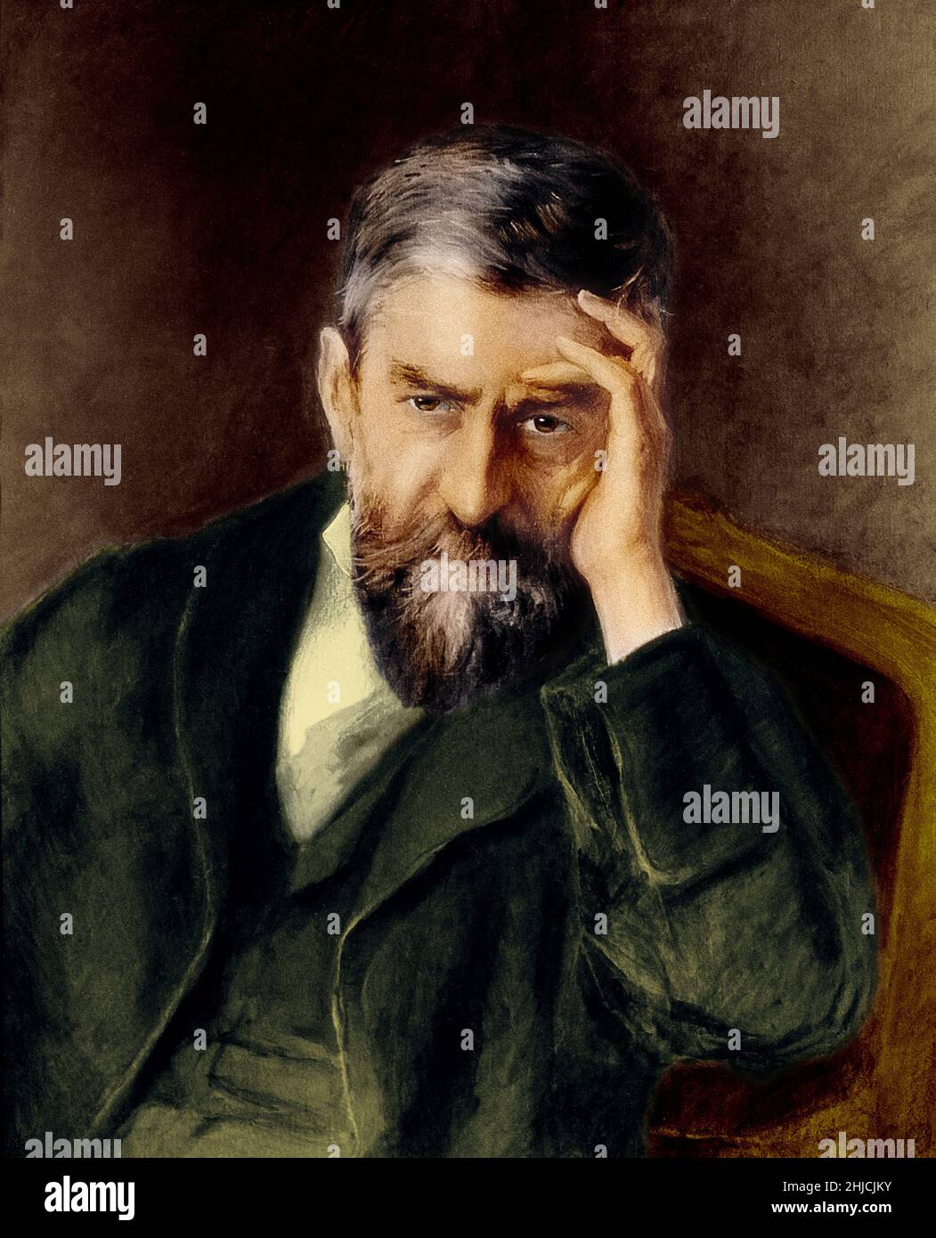 Ritratto colorato di √âmile Duclaux (24 giugno 1840 - 2 maggio 1904), microbiologo e chimico francese più noto per il suo lavoro nel laboratorio di Louis Pasteur. Dopo un dipinto di E. Bordes, circa 1903. Foto Stock