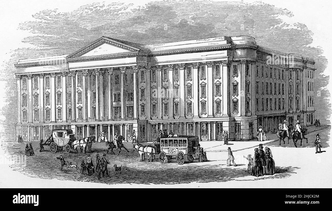 The St. Charles Hotel, New Orleans, 1857. Il St. Charles Hotel è situato in St. Charles Avenue a New Orleans, Louisiana. Aprì nel 1837, fu bruciato nel 1851 e fu ricostruito due volte. Foto Stock