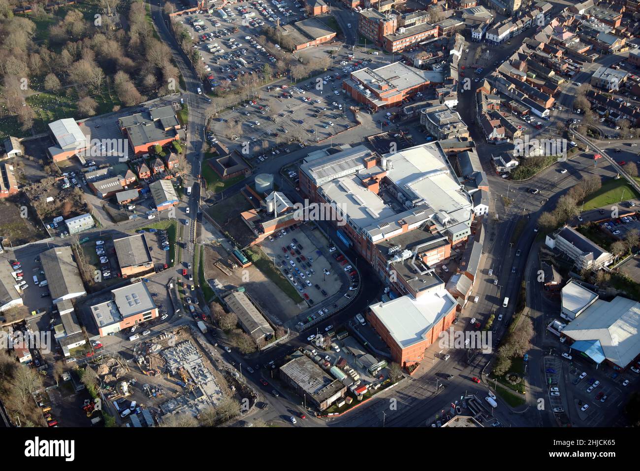 Vista aerea di Pontefract, West Yorkshire Foto Stock