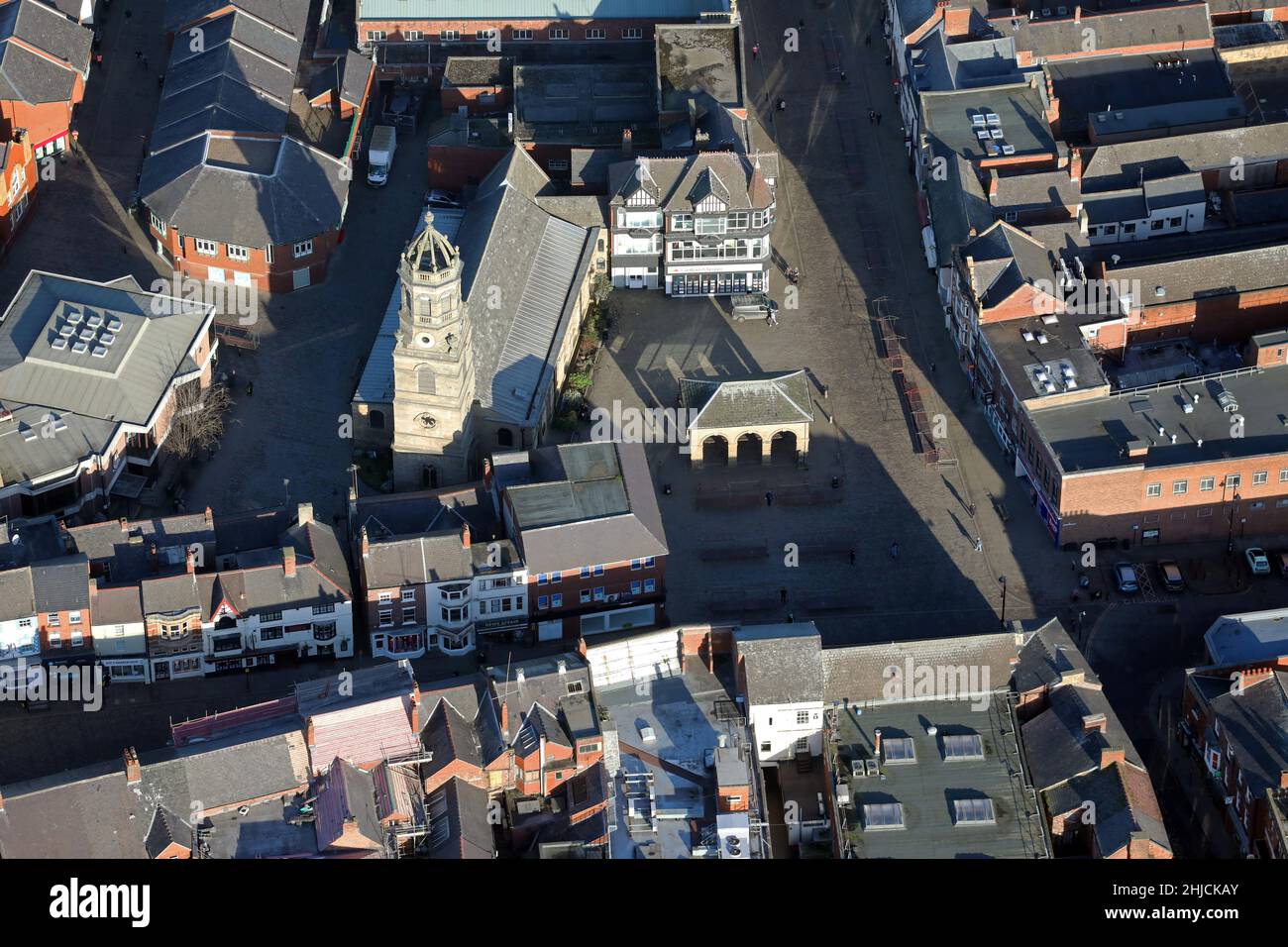 Vista aerea di Pontefract, West Yorkshire Foto Stock