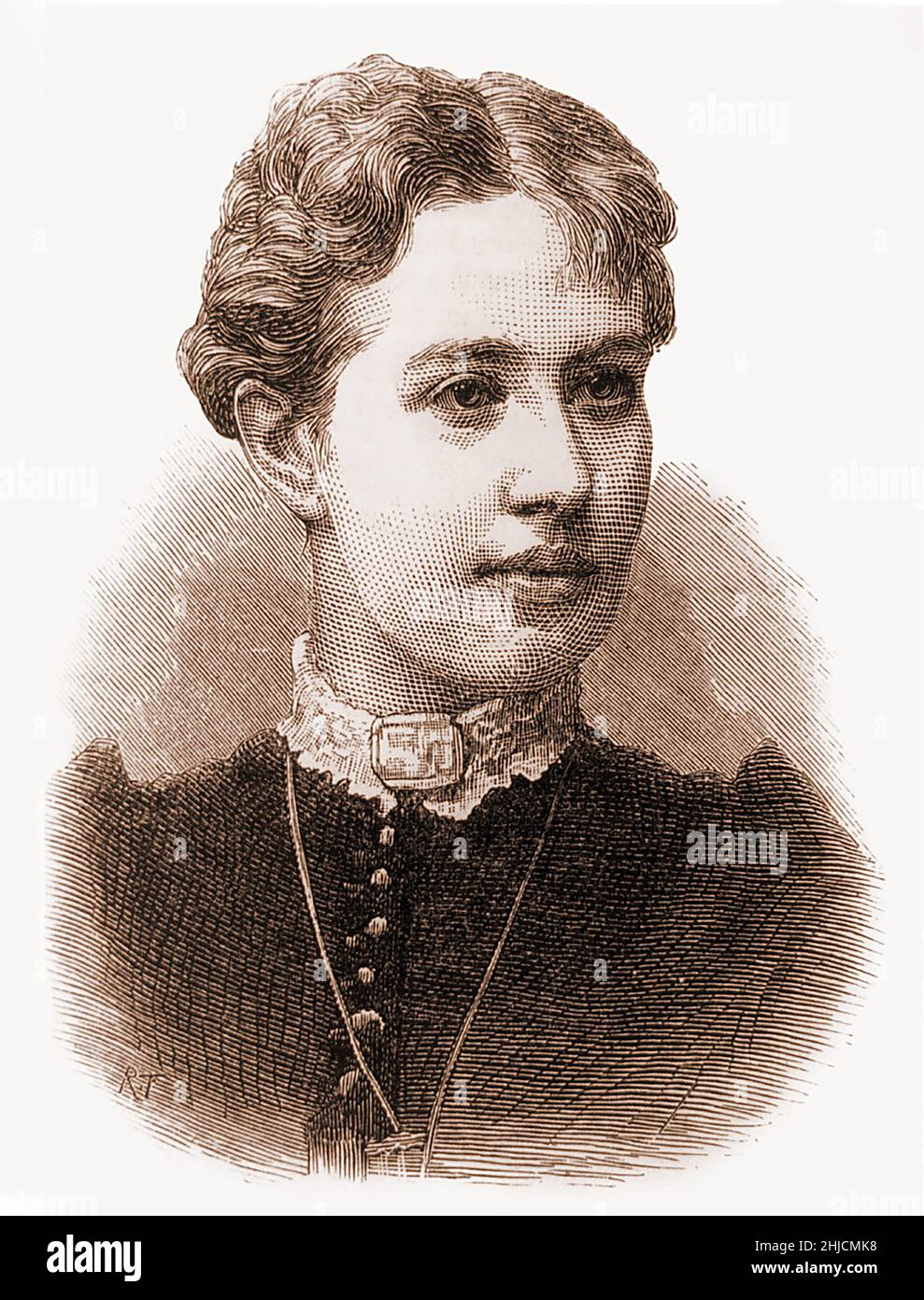 Sofia Vasilyevna Kovalevskaya (1850-1891) è stata una matematica russa, la prima donna in Europa a laurearsi in matematica. Nel 1888 vinse il Prix Bordin dell'Accademia Francese della Scienza per il suo innovativo articolo sulla rotazione di un corpo solido intorno a un punto fisso. Nel 1889 è stata nominata Professor Ordinarius all'Università di Stoccolma, un'altra posizione rivoluzionaria per una donna. Incisione da The Illustrated London News, 1884. Foto Stock