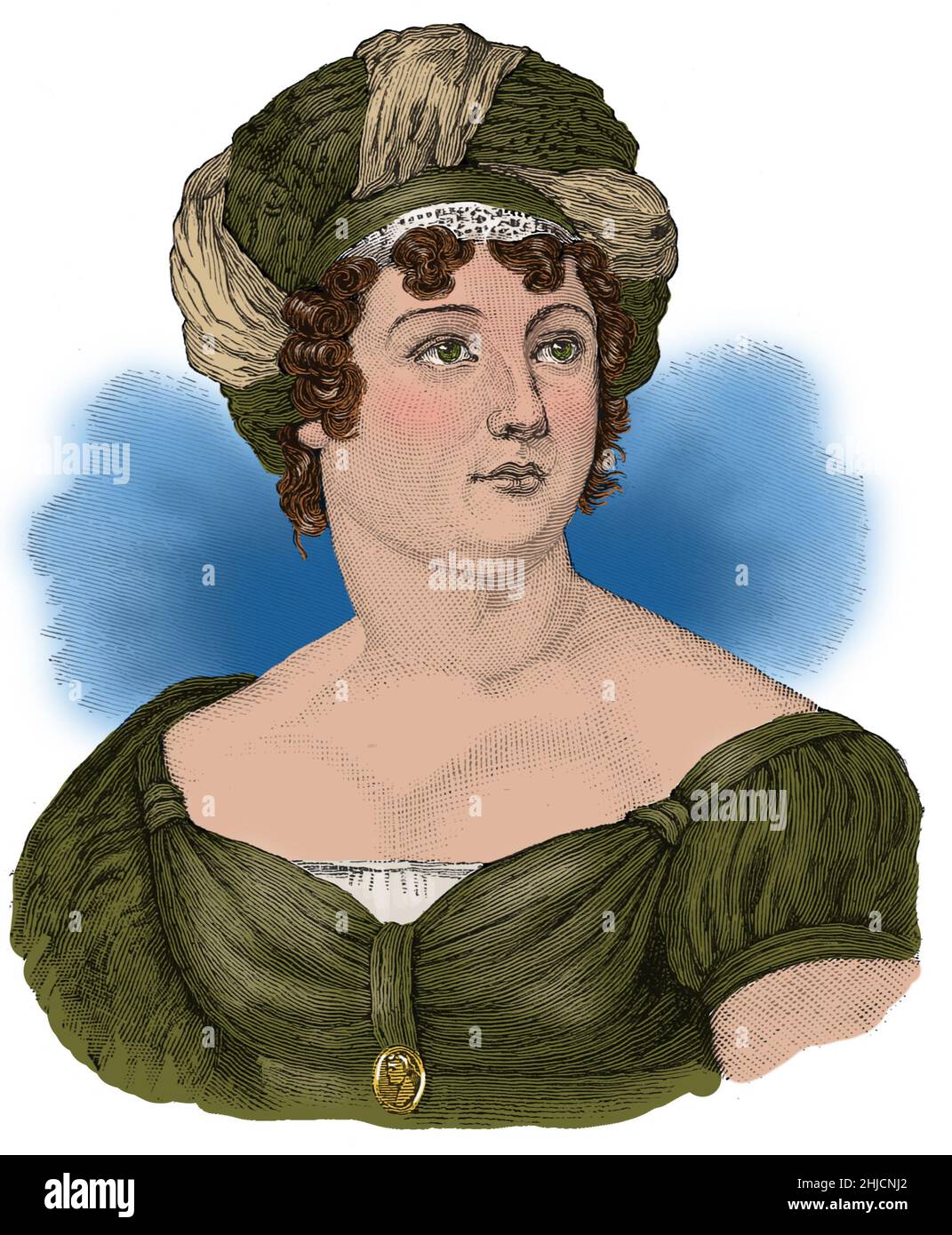 Germaine de sta√´l, conosciuta come Madame de sta√´l (1766-1817), fu scrittore e teorico politico francese durante la Rivoluzione francese e l'era napoleonica. Illustrazione dal 1885 di James Parton. Foto Stock