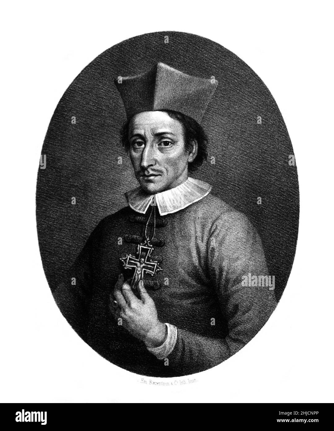 Nicolas Steno (1638-1686), anatomista danese, geologo e vescovo. Steno (nato Niels Stensen) scoprì le fibre muscolari, il dotto di Steno nella ghiandola salivare parotide, e la ghiandola pineale negli animali, sfidando l'idea che questa ghiandola contenesse l'anima umana. Come geologo, Steno formulò la Legge di Steno, disegnò i primi strati di roccia, e postulò che i fossili erano i resti di animali antichi. Foto Stock