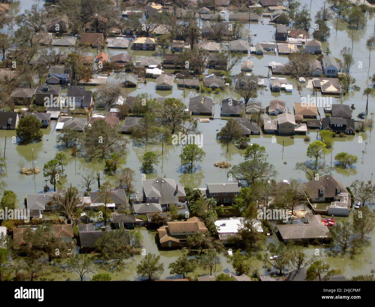 Danni all'uragano Katrina. A New Orleans, le acque di inondazione copriva grandi porzioni della città. Foto Stock