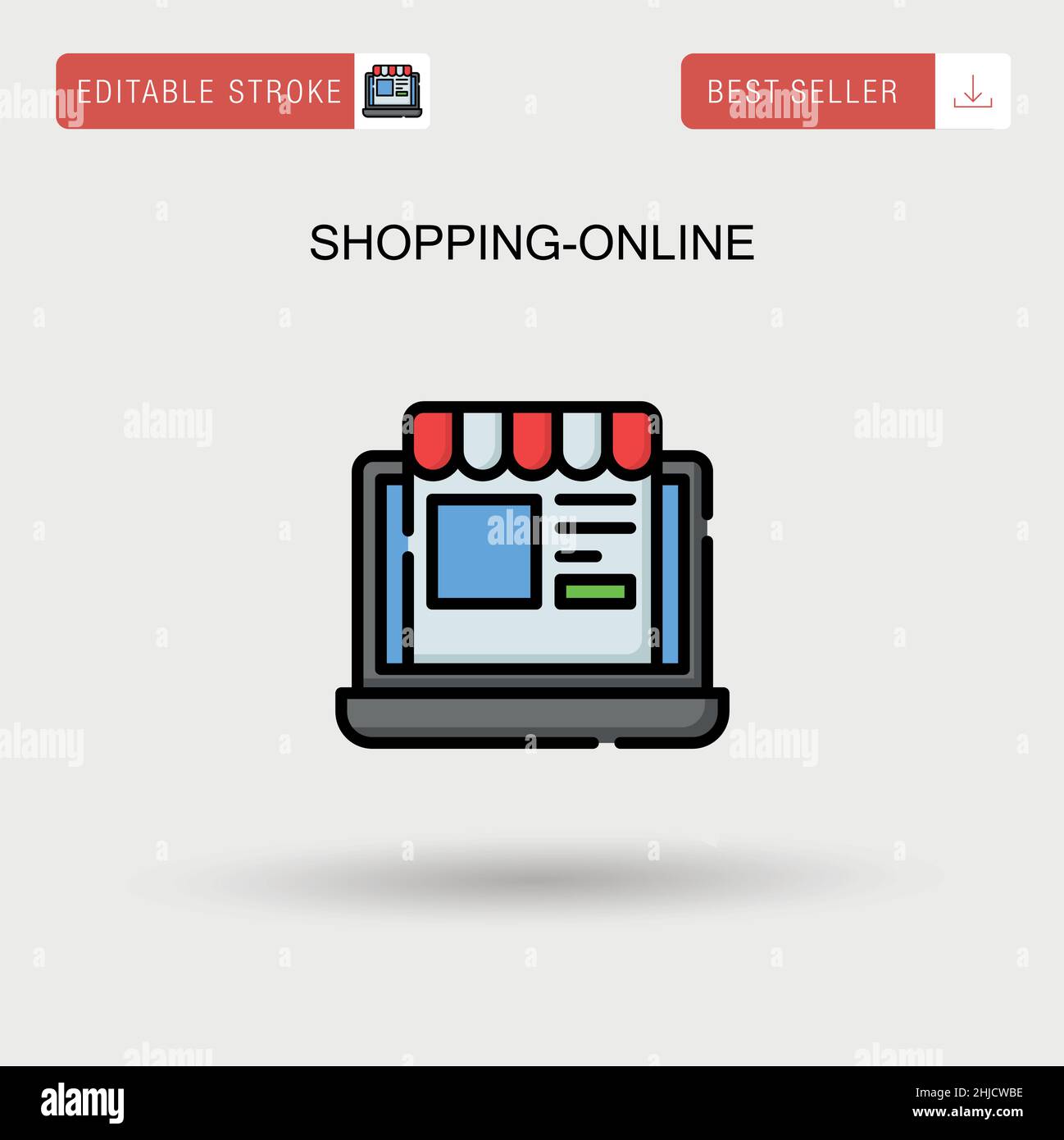 Shopping-online semplice icona vettoriale. Illustrazione Vettoriale