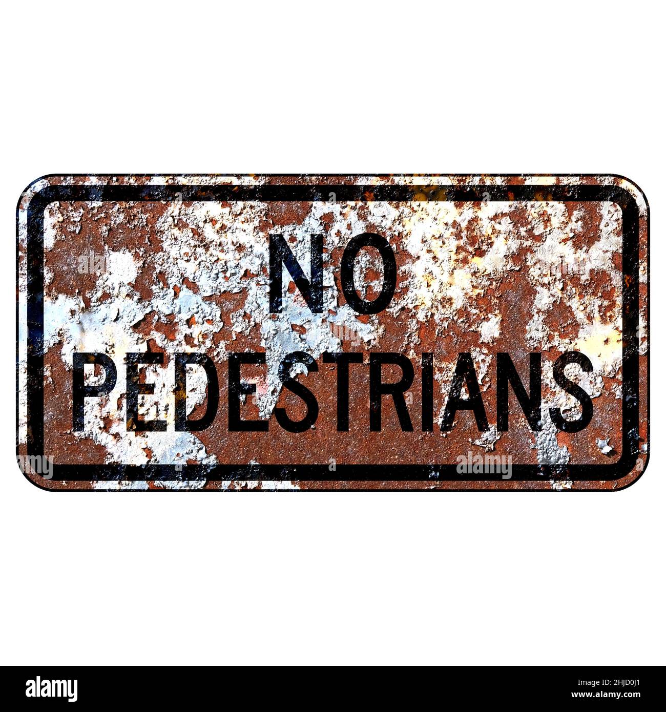 Vecchio cartello stradale americano arrugginito - senza pedoni Foto Stock
