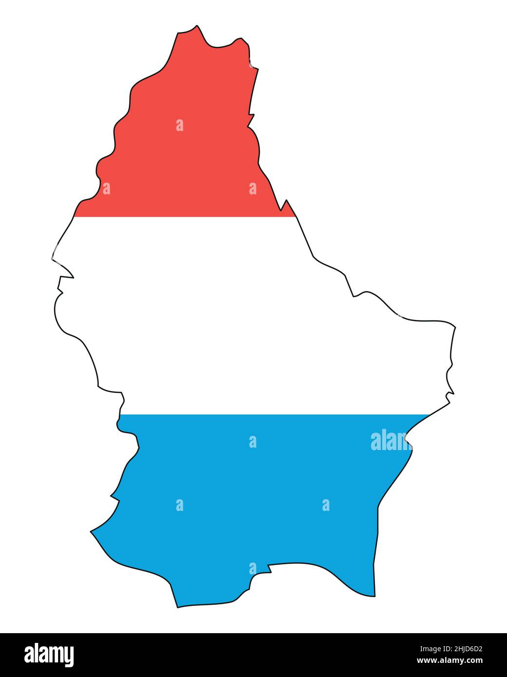 Mappa lussemburghese con bandiera - il profilo di uno Stato con bandiera nazionale Illustrazione Vettoriale