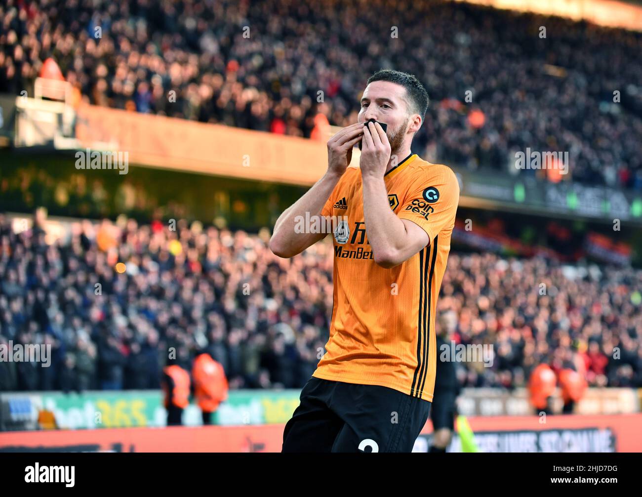 Il calciatore di lupi Matt Doherty celebra il suo obiettivo Wolverhampton Wanderers contro Sheffield United al Molineux Stadium 01/12/2019 - English Premier League Foto Stock