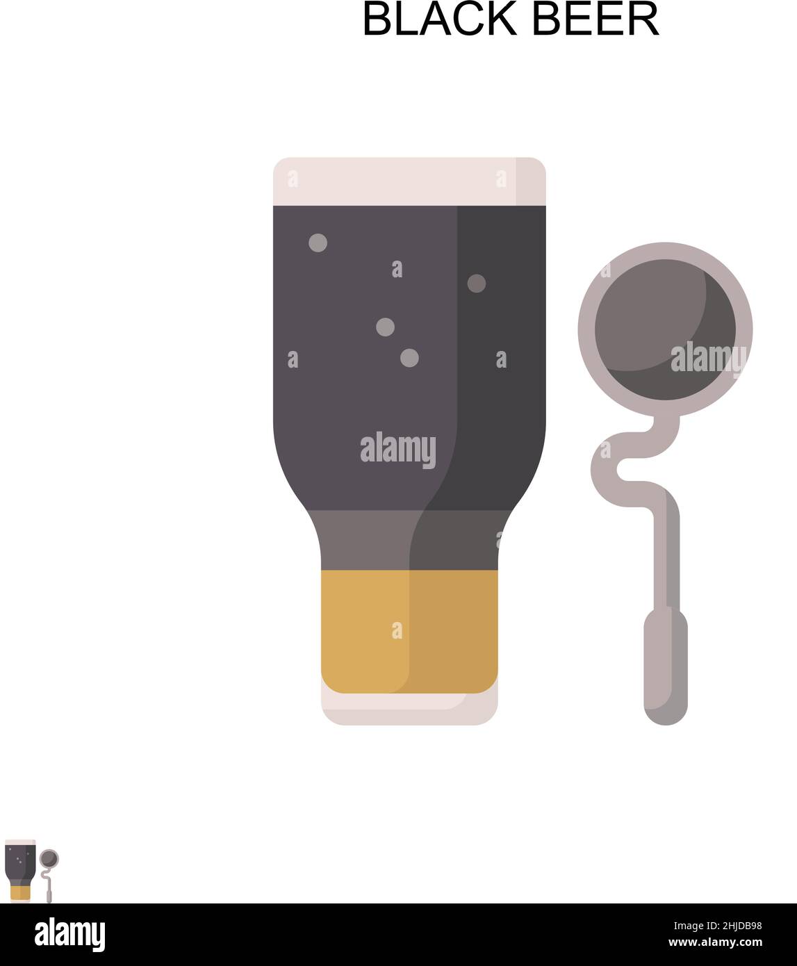 Icona vettoriale semplice della birra nera. Modello di disegno del simbolo di illustrazione per l'elemento dell'interfaccia utente mobile Web. Illustrazione Vettoriale