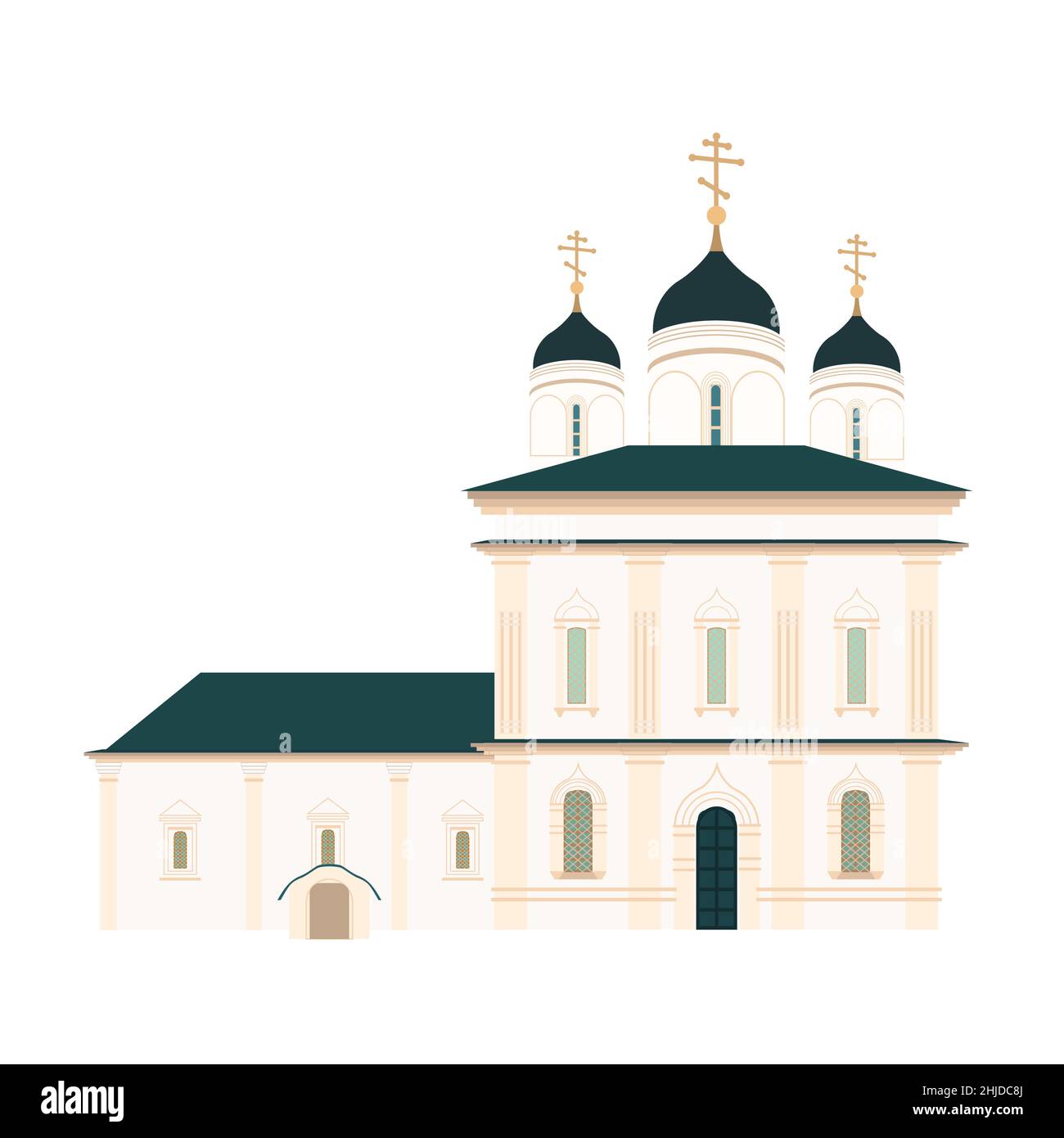 Isolare l'illustrazione della Chiesa ortodossa. Cattedrale russa. Stile piatto Illustrazione Vettoriale