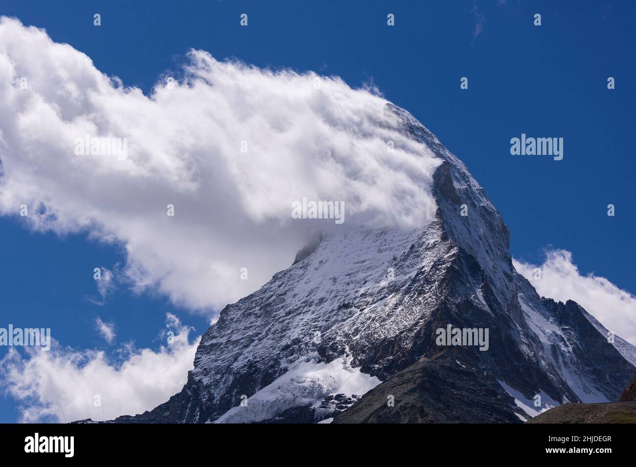 ZERMATT, SVIZZERA - il Cervino, una montagna alta 4.470 metri (14.692 piedi), nelle Alpi Pennine, cantone del Vallese. Foto Stock