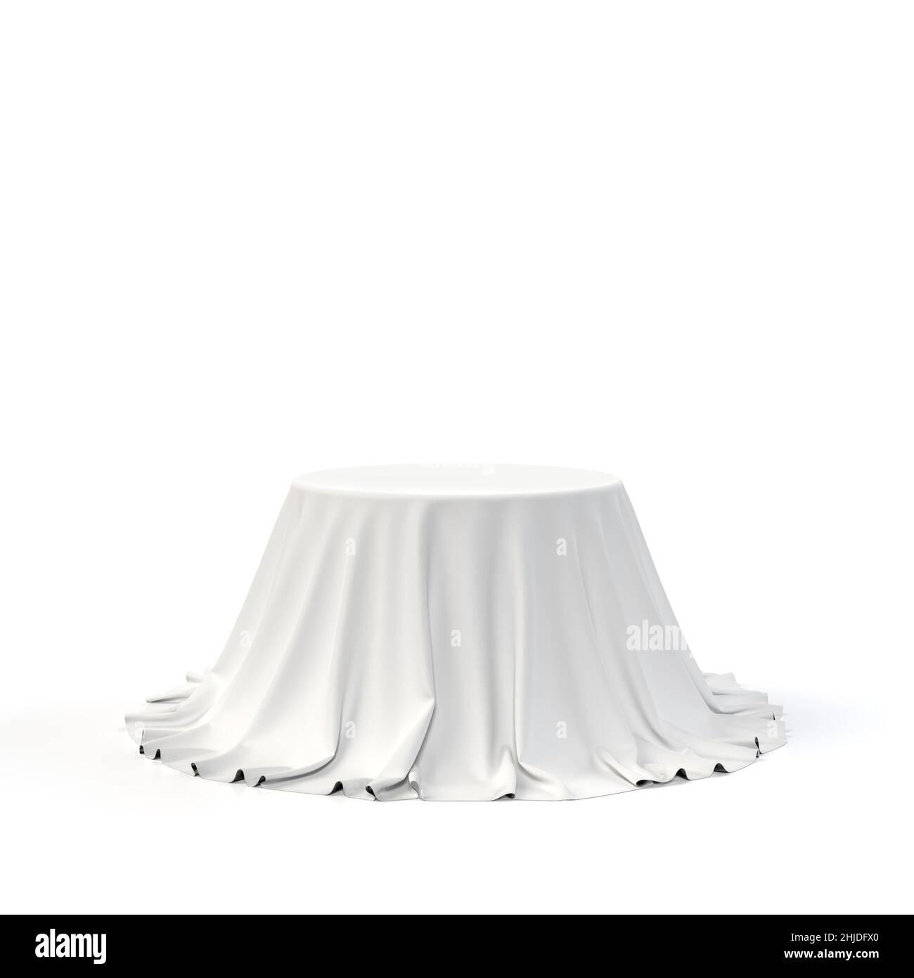 Scatola rotonda rivestita di tessuto bianco Foto Stock