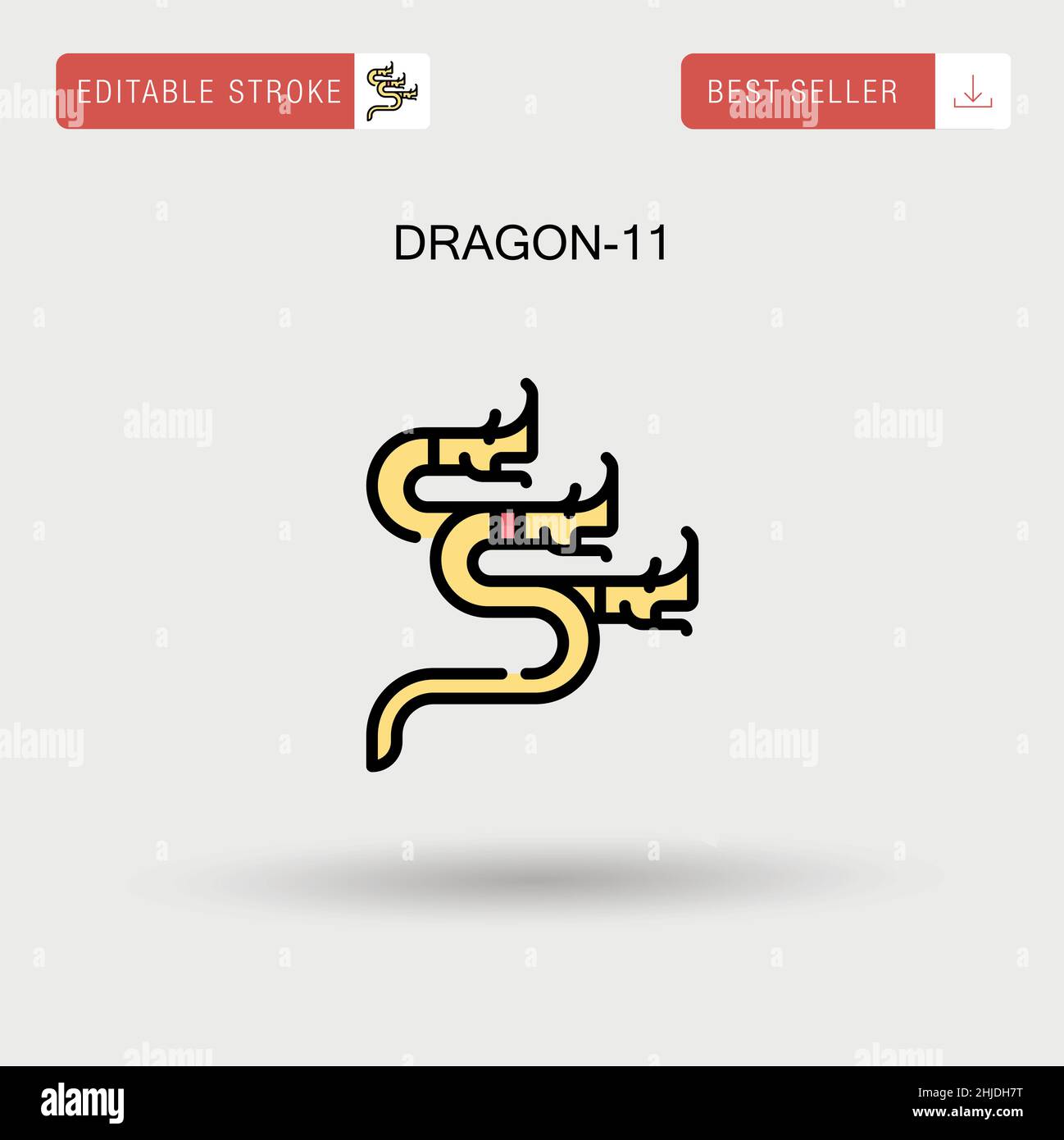 Dragon-11 semplice icona vettoriale. Illustrazione Vettoriale