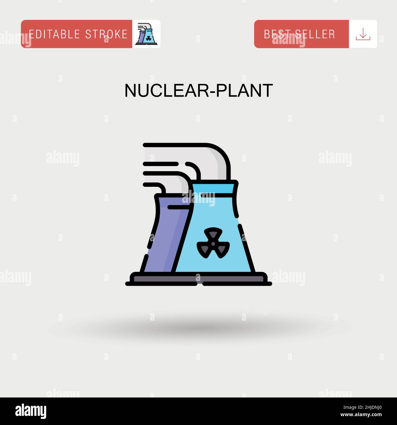 Icona vettore semplice della centrale nucleare. Illustrazione Vettoriale
