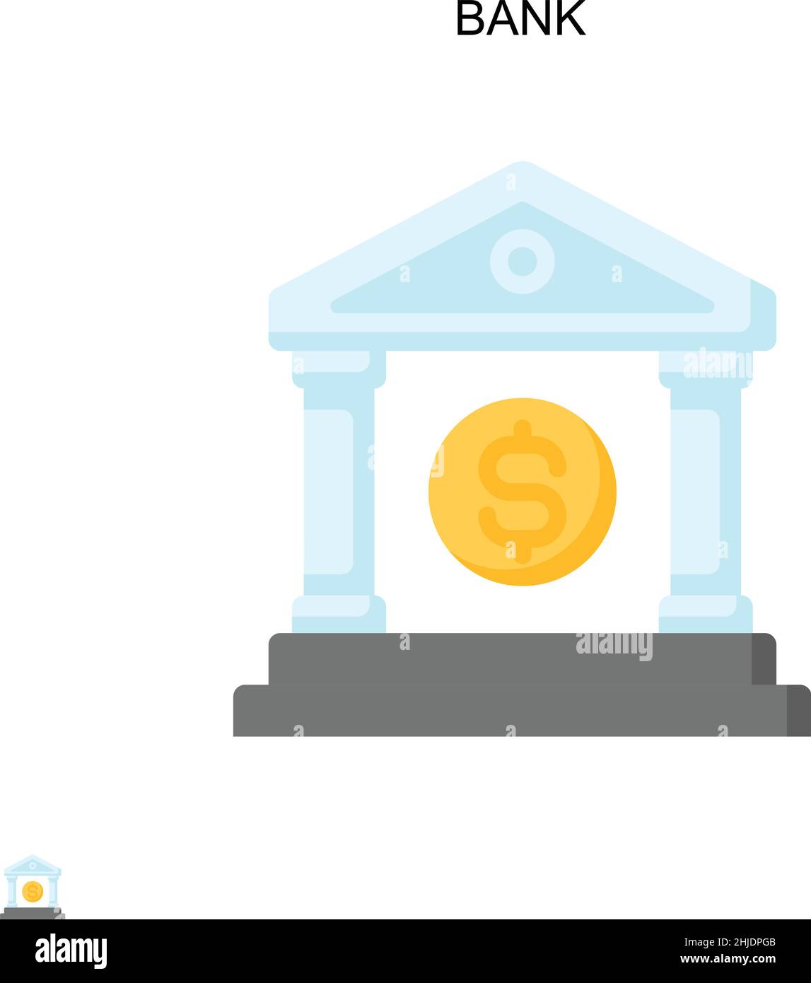 Icona vettore Banca semplice. Modello di disegno del simbolo di illustrazione per l'elemento dell'interfaccia utente mobile Web. Illustrazione Vettoriale