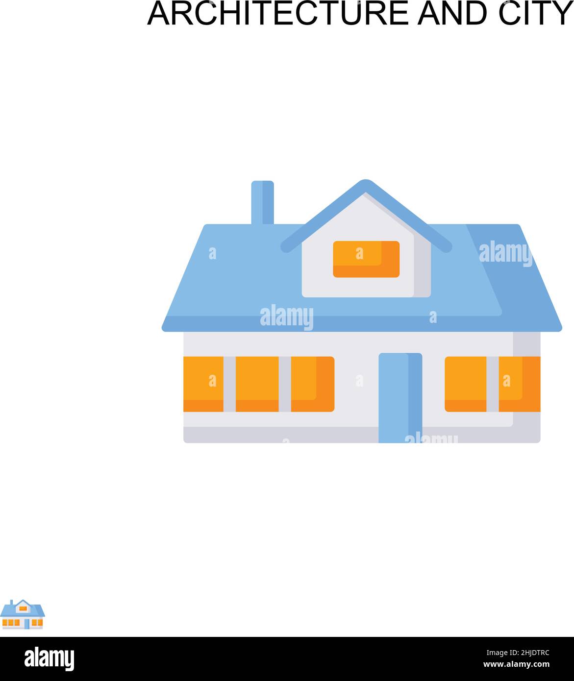 Architettura e città semplice vettore icona. Modello di disegno del simbolo di illustrazione per l'elemento dell'interfaccia utente mobile Web. Illustrazione Vettoriale