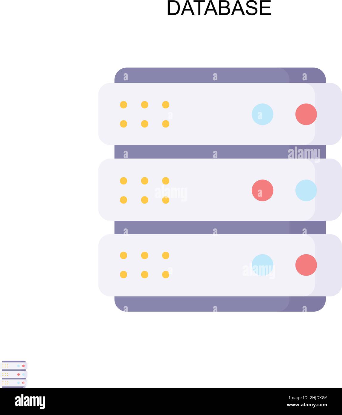 Icona vettore semplice database. Modello di disegno del simbolo di illustrazione per l'elemento dell'interfaccia utente mobile Web. Illustrazione Vettoriale