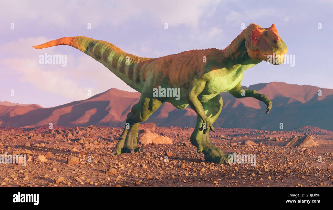 Opera d'arte di Allosaurus Foto Stock