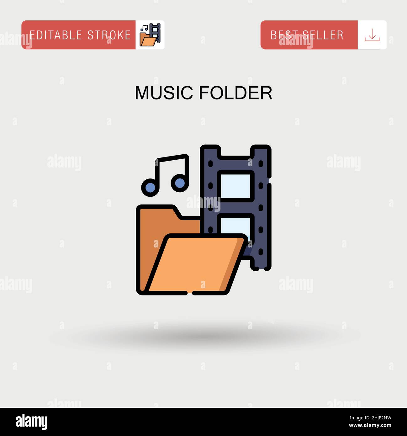 Cartella Musica icona vettoriale semplice. Illustrazione Vettoriale