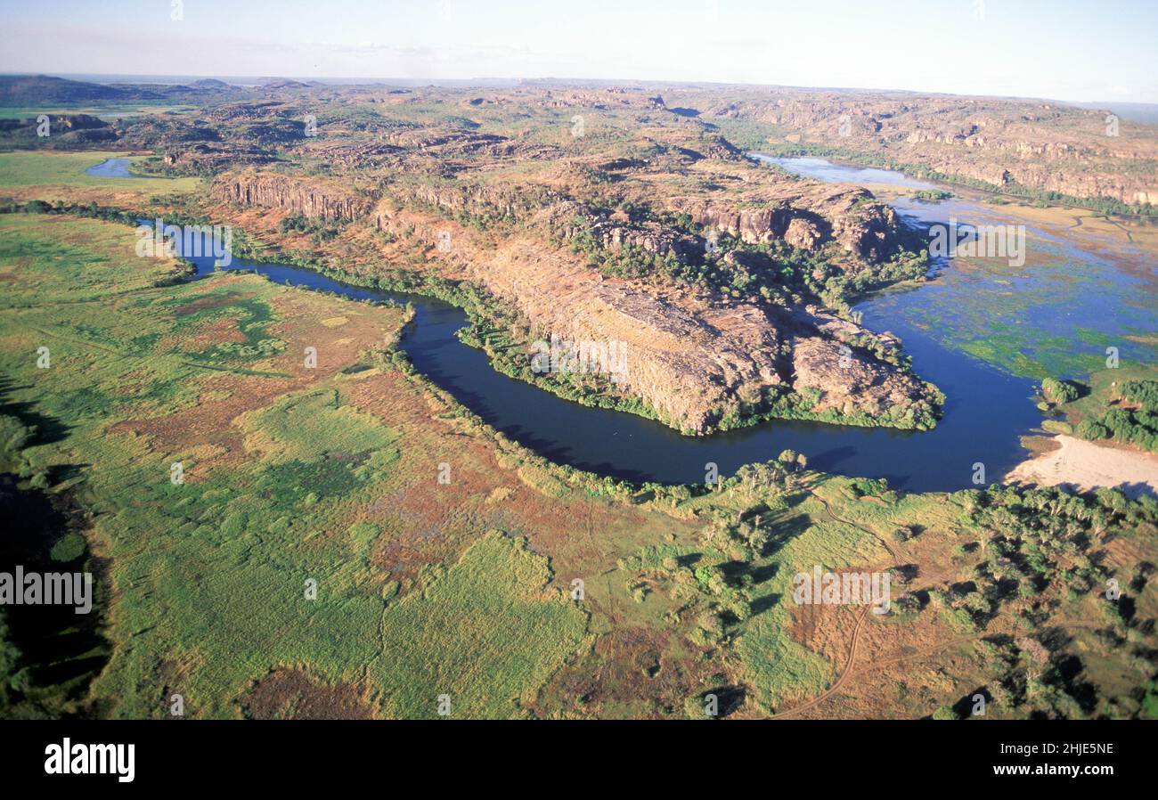 Northern Territory Kakadu National Park. Il fiume East Alligator separa Arnhem Land e il Parco Nazionale di Kakadu. Foto Stock