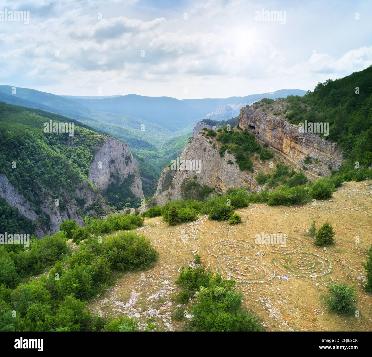 Grand Canyon di Crimea. Paesaggio panoramico di natura aerea. Foto Stock