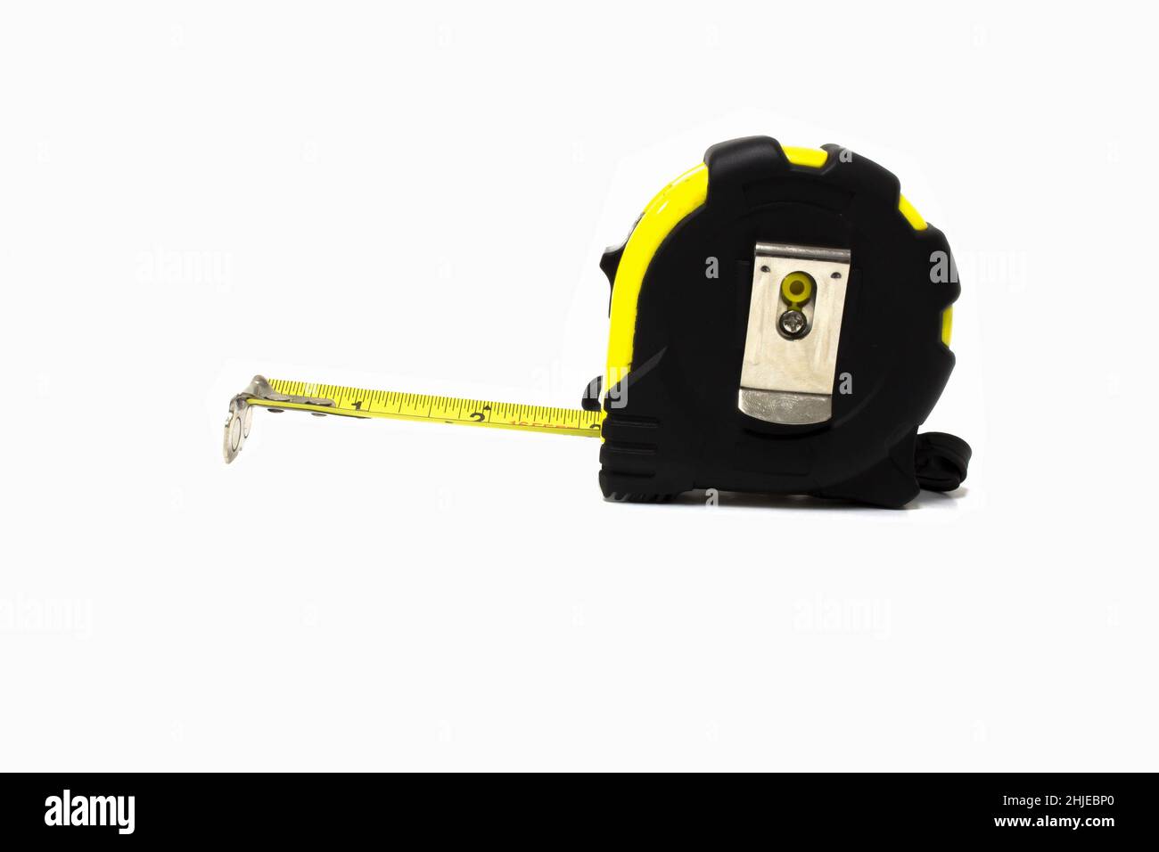 Nastro di misurazione isolata su sfondo bianco Foto Stock