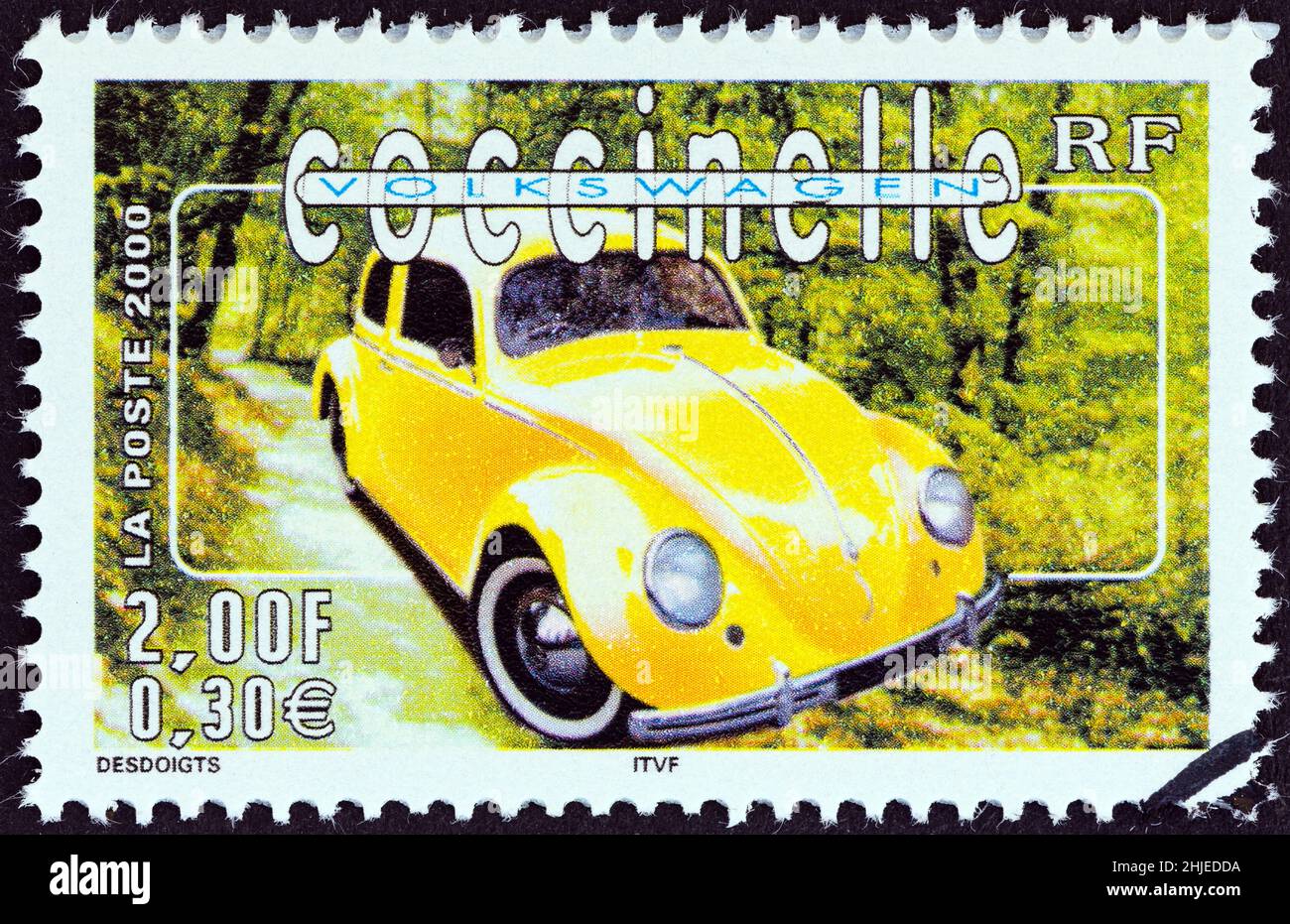 FRANCIA - CIRCA 2000: Un francobollo stampato in Francia dal numero 'Philexjeunes 2000' mostra Volkswagen Beetle, circa 2000. Foto Stock