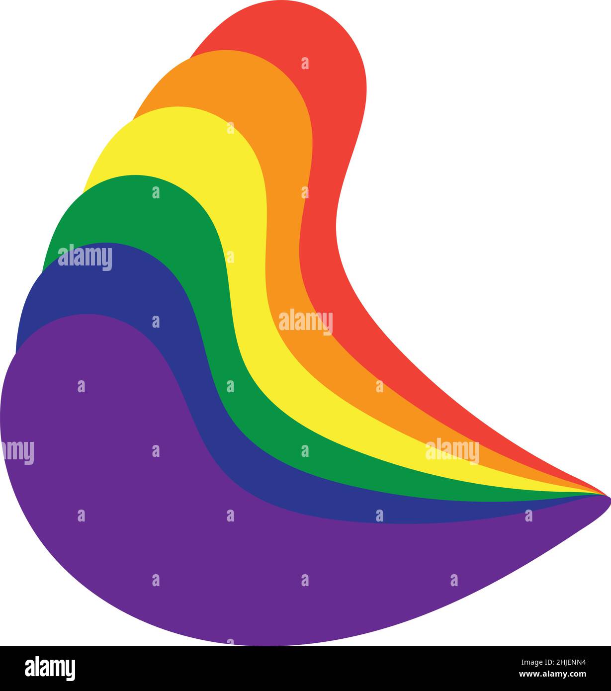 Grafica vettoriale di un oggetto creata combinando e trasformando un cerchio e un triangolo. I colori utilizzati sono un simbolo della comunità LGBT. Illustrazione Vettoriale