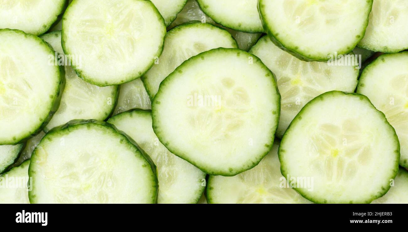 Cetrioli cetrioli di fondo verdure vegetali da sopra panorama fresco Foto Stock