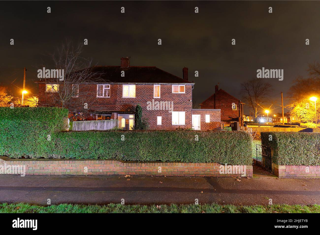 30 East Drive a Pontefract, West Yorkshire, è la sede di uno dei più violenti poltergeisti in Europa e si dice che sia il Mistico Nero di Pontefrac Foto Stock