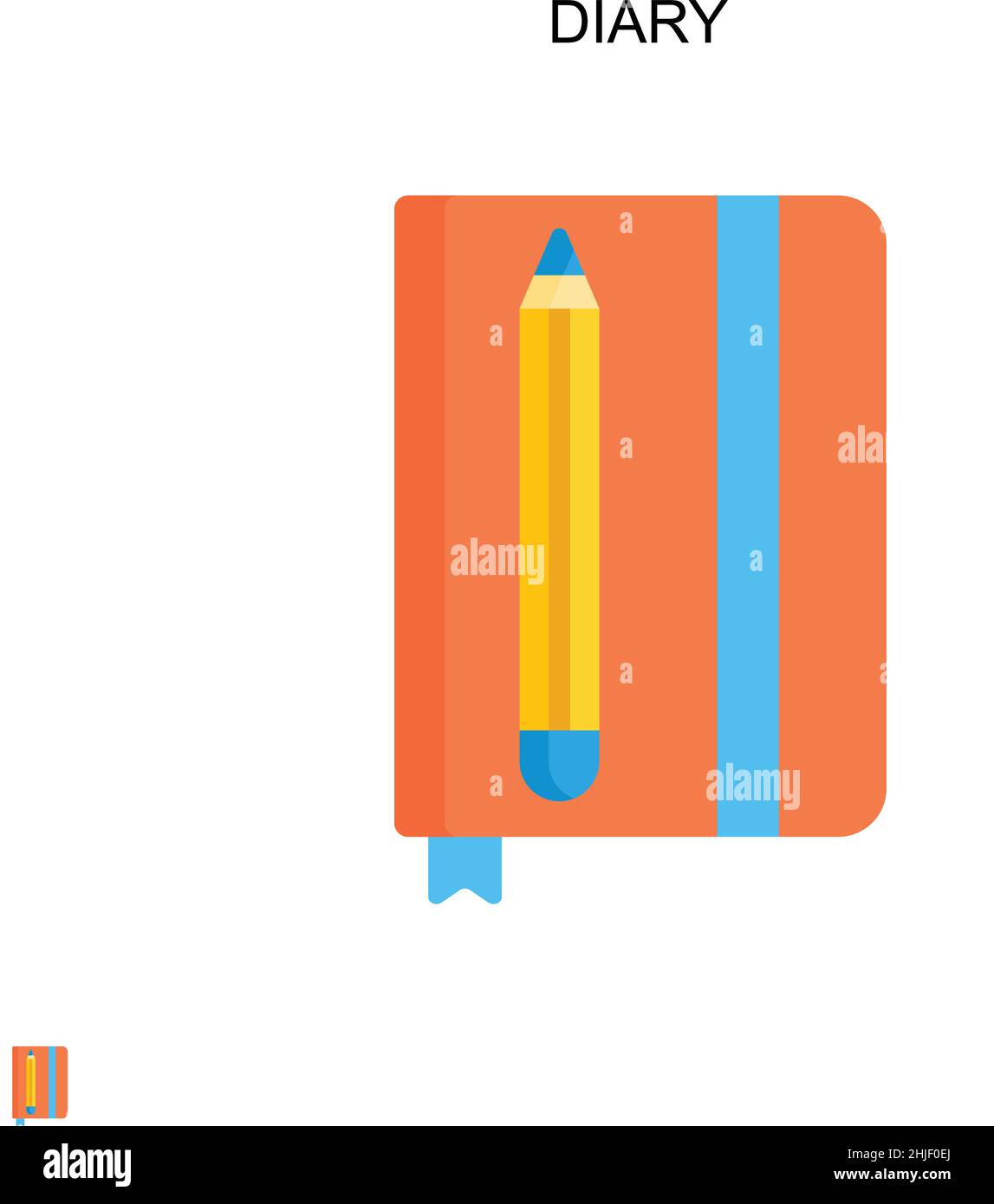 Icona vettore semplice diario. Modello di disegno del simbolo di illustrazione per l'elemento dell'interfaccia utente mobile Web. Illustrazione Vettoriale