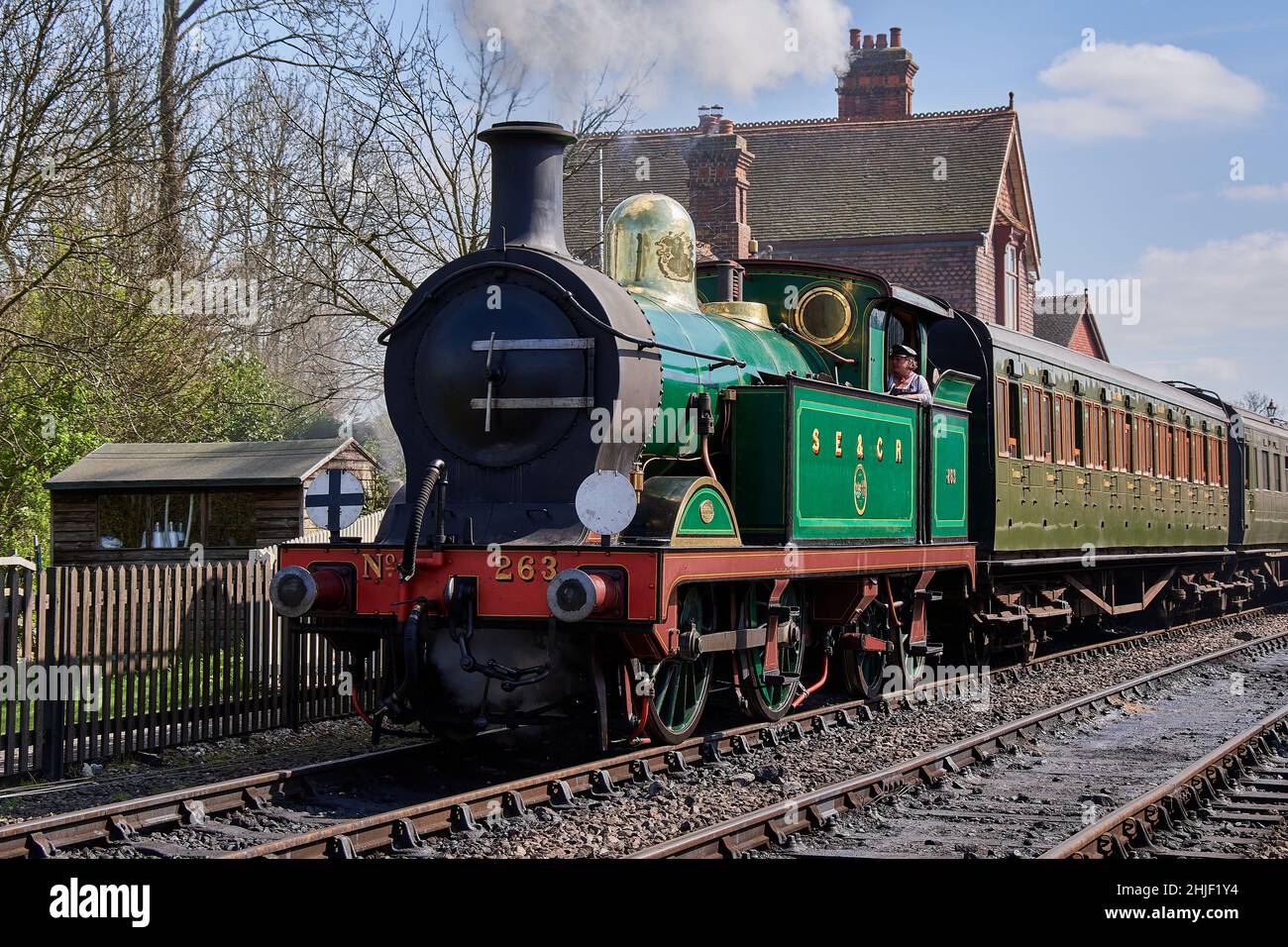 Locomotiva di classe H n° 263 ad Acton sulla ferrovia di Bluebell Foto Stock