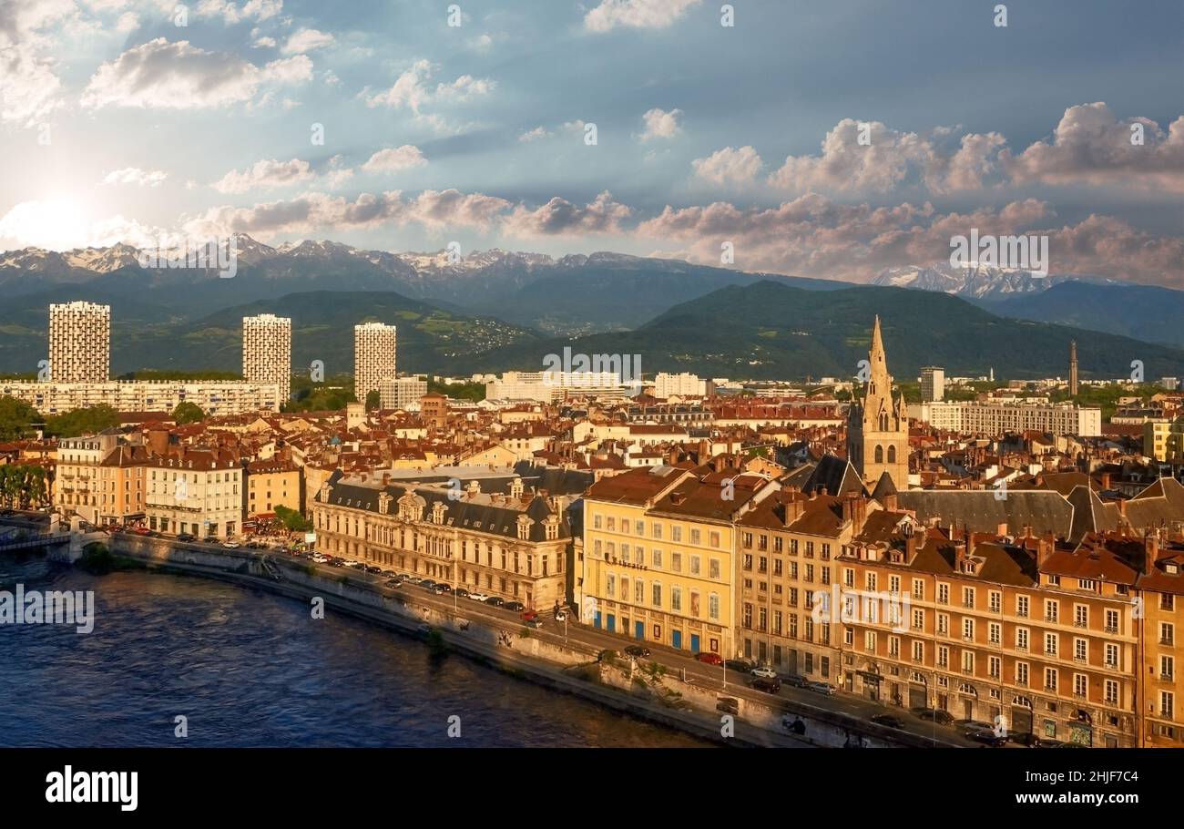 Vista panoramica su Grenoble Foto Stock