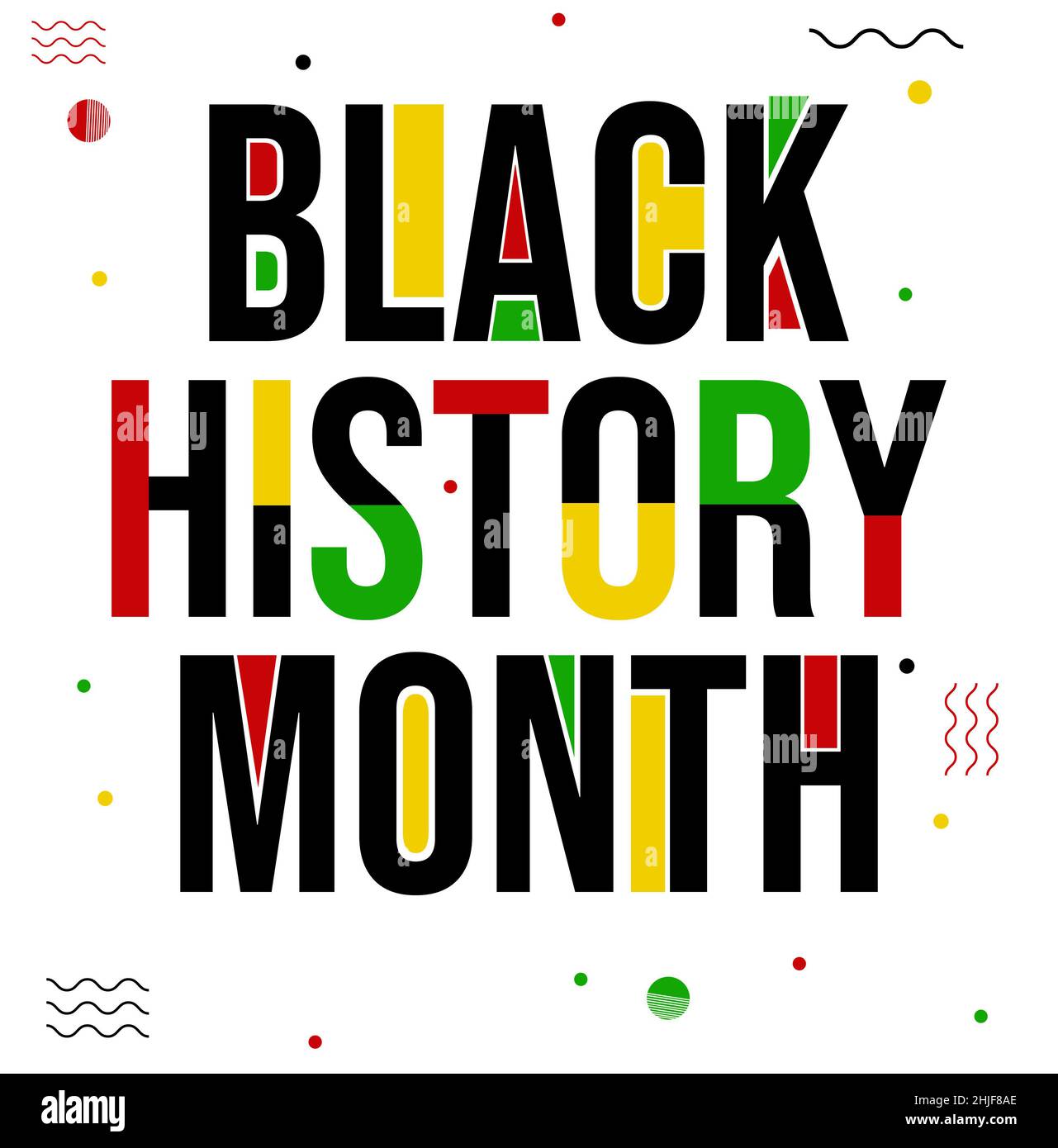Black History mese Tipografia Social Media Post Design sfondo. Astratto colorato che supporta il concetto di momento nero sfondo Foto Stock