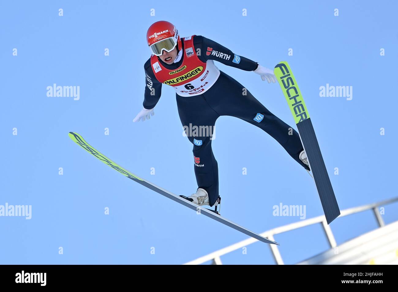 Eric FRENZEL (GER), azione, salto, jumping, gara individuale individuale Gundersen NH/10 km, FIS World Cup Nordic combinato a Seefeld/Tirolo il 29th gennaio 2022 Foto Stock