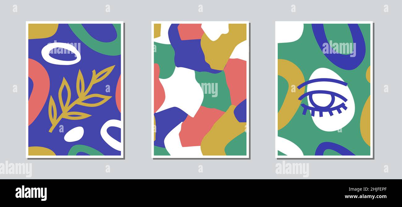 Metà secolo astratto forme vivide composizioni set. Illustrazione Vettoriale