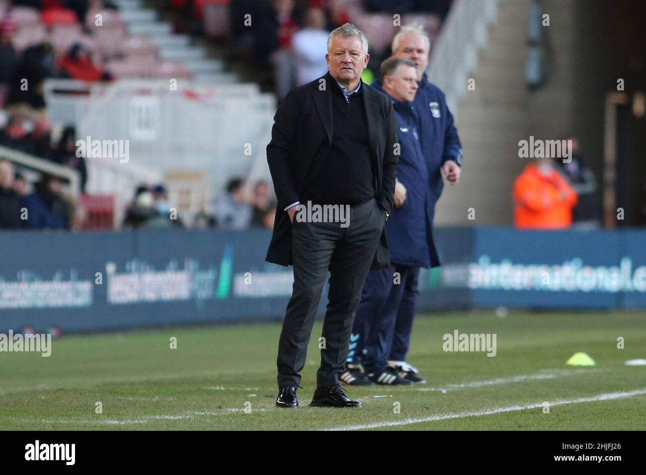 MIDDLESBROUGH, REGNO UNITO. JAN 29th Middlesbrough Chris Wilder durante la partita del Campionato Sky Bet tra Middlesbrough e Coventry City al Riverside Stadium di Middlesbrough sabato 29th gennaio 2022. (Credit: Michael driver | MI News ) Credit: MI News & Sport /Alamy Live News Foto Stock