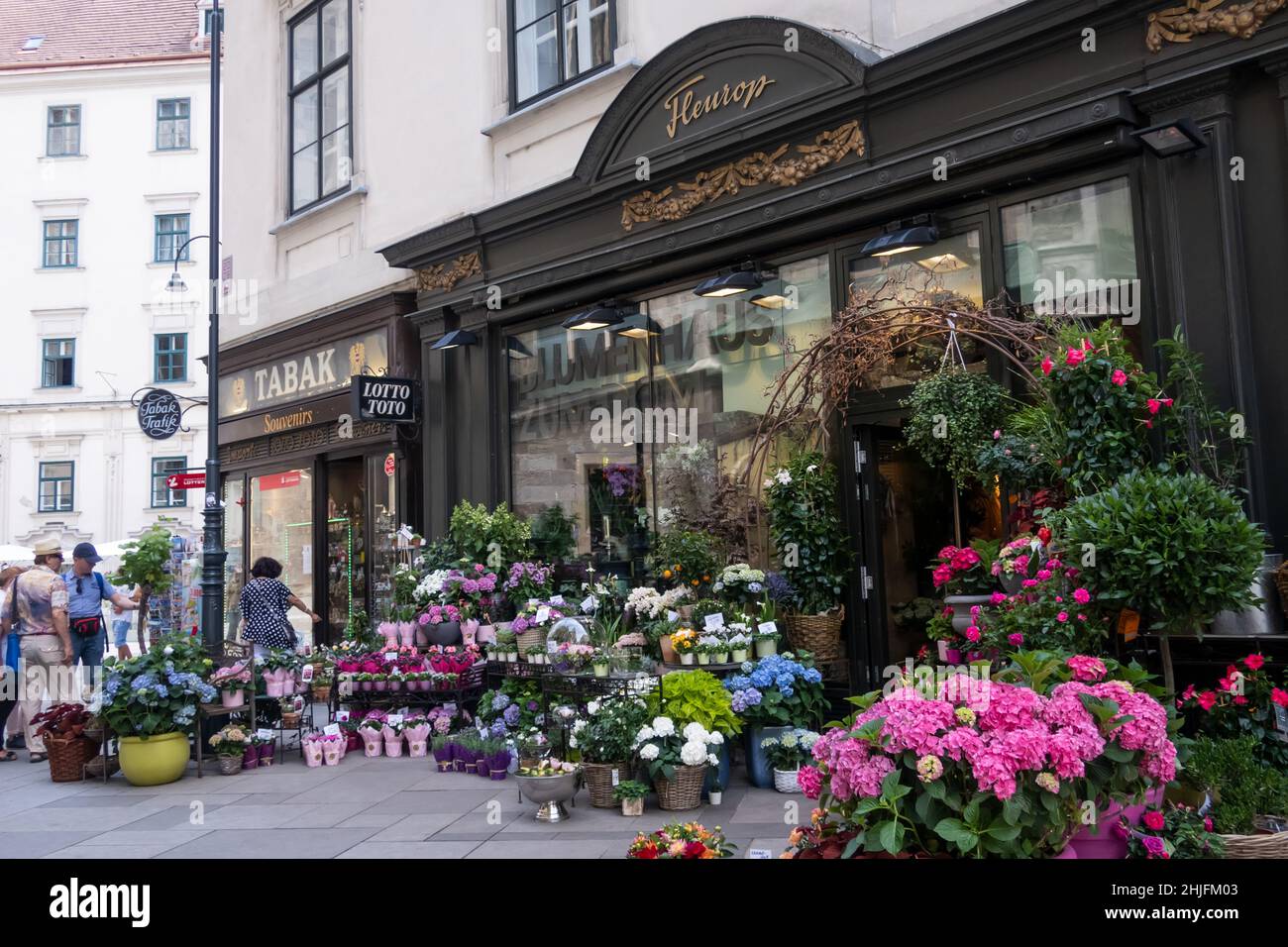 Negozio di fiori a Stephansplatz a Vienna, Austria Foto Stock