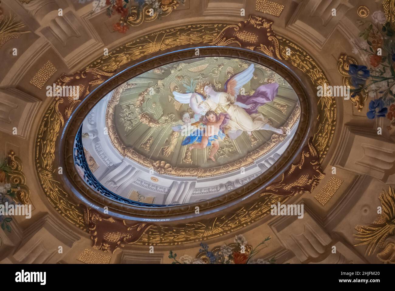 Il soffitto a cupola del Karlskirche, Vienna Foto Stock