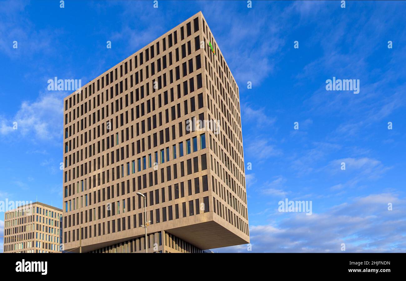 Architettura moderna, edilizia residenziale, Monaco, Baviera, Germania, Europa Foto Stock