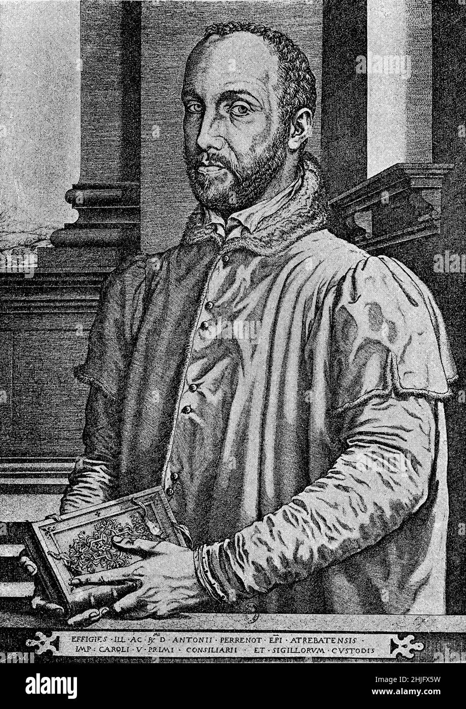 Ritratto di Antoine Perrenot de Granvelle (1517 - 1586) statista, cardinale, influente politici europei e grande collezionista d'arte Foto Stock