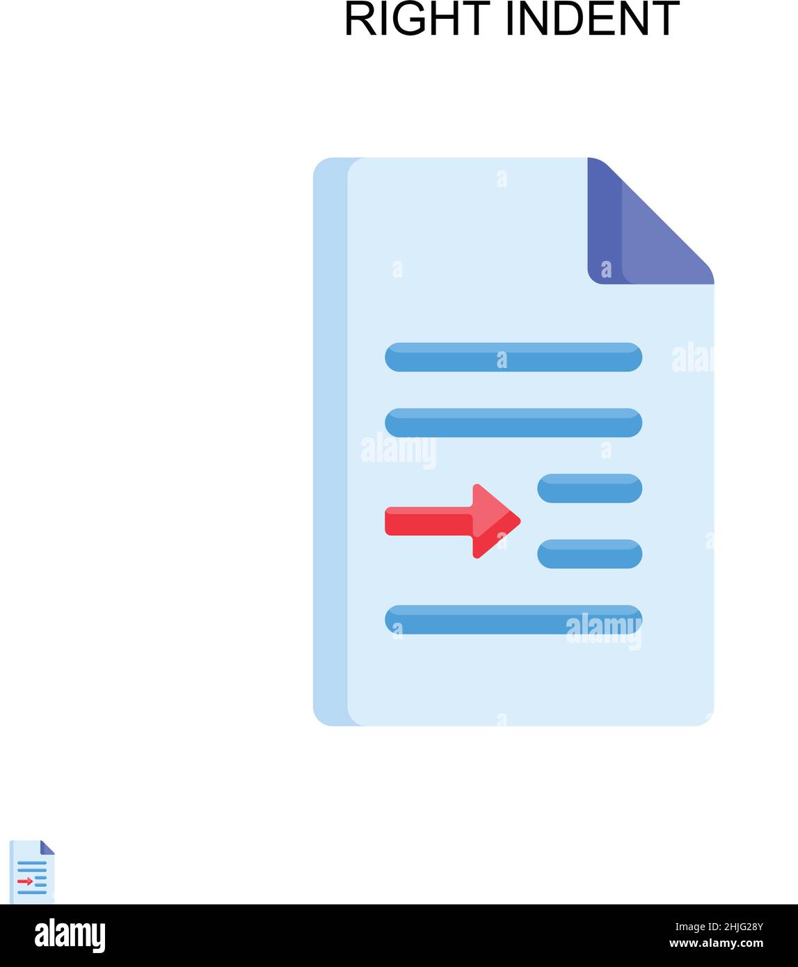 Icona vettoriale semplice con rientro a destra. Modello di disegno del simbolo di illustrazione per l'elemento dell'interfaccia utente mobile Web. Illustrazione Vettoriale