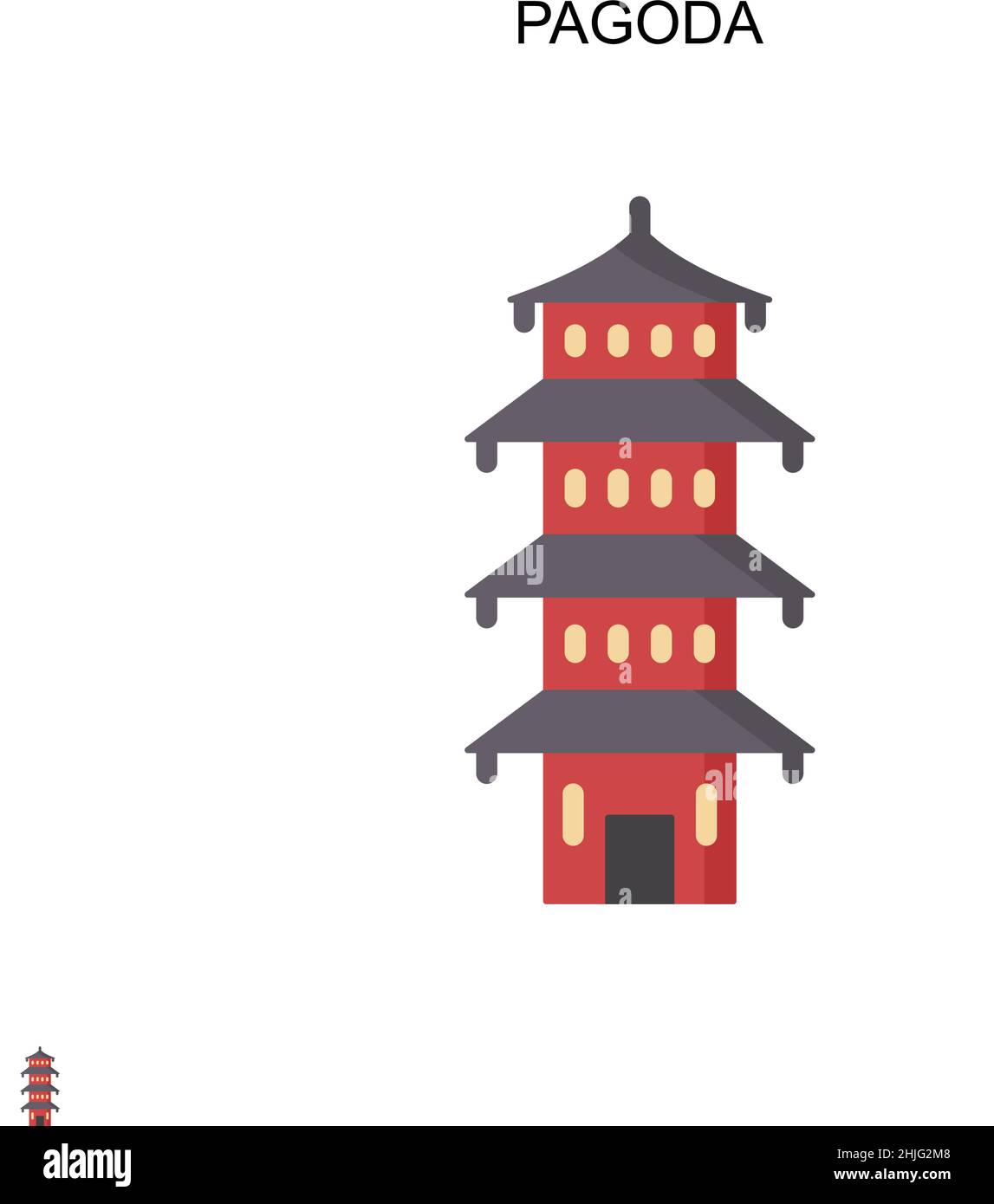 Icona del vettore Pagoda semplice. Modello di disegno del simbolo di illustrazione per l'elemento dell'interfaccia utente mobile Web. Illustrazione Vettoriale
