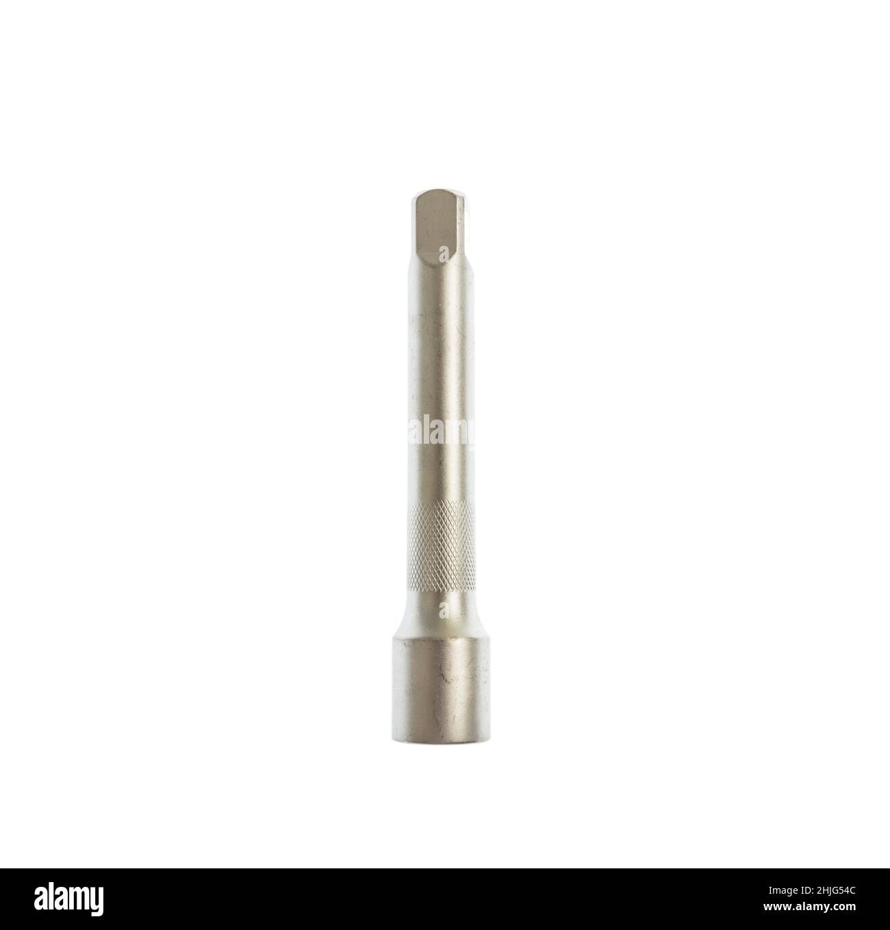 Chiave a bussola esagonale isolata su sfondo bianco. Attrezzatura meccanica per serraggio, elemento di progetto. Foto Stock