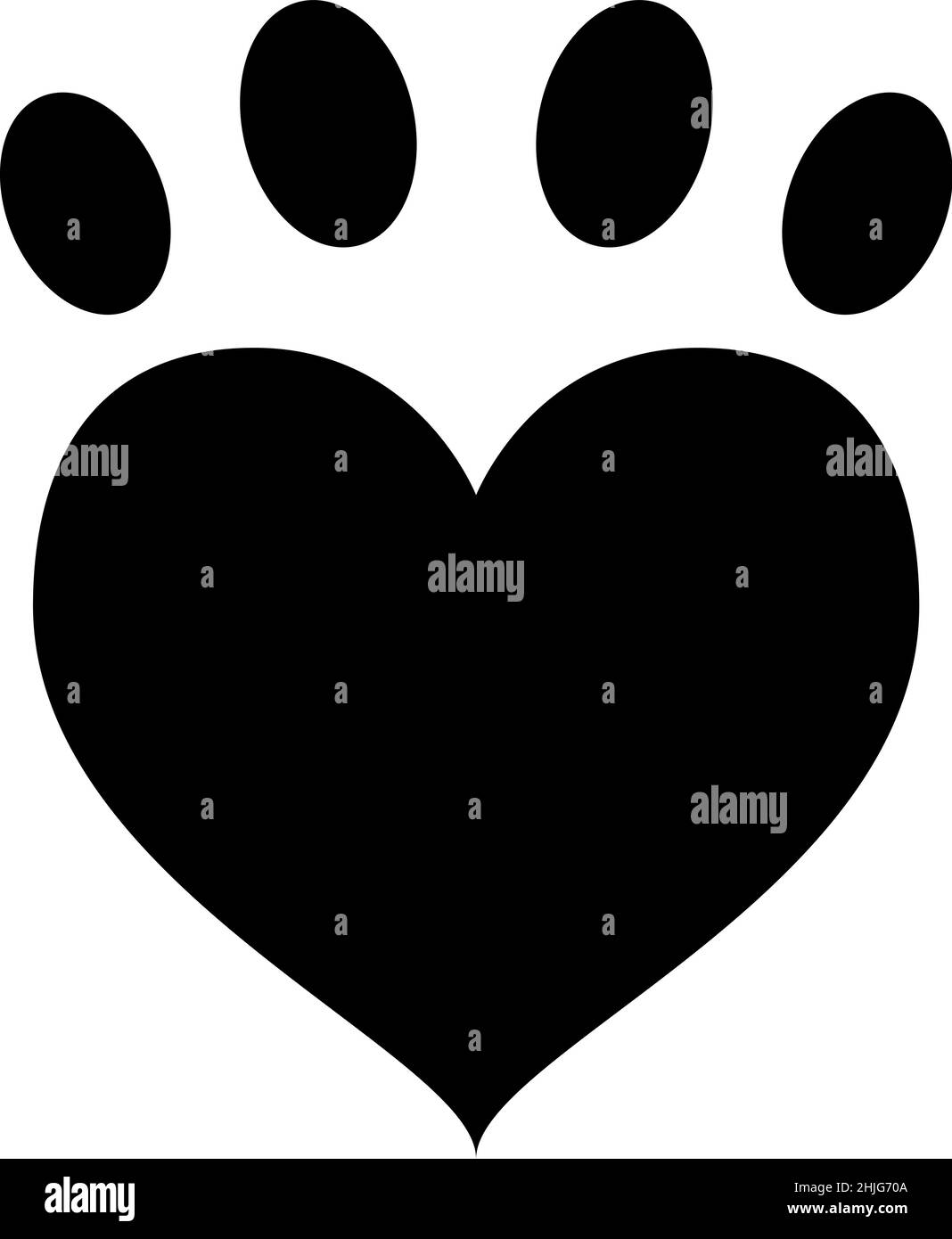 Paw cuore Glyph icona vettore Illustrazione Vettoriale