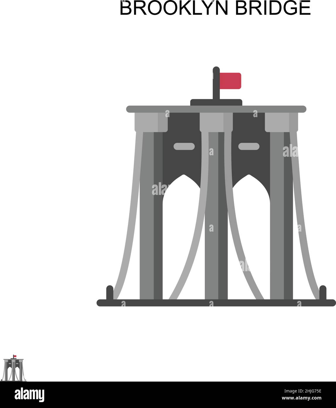 Icona vettoriale semplice del ponte di Brooklyn. Modello di disegno del simbolo di illustrazione per l'elemento dell'interfaccia utente mobile Web. Illustrazione Vettoriale