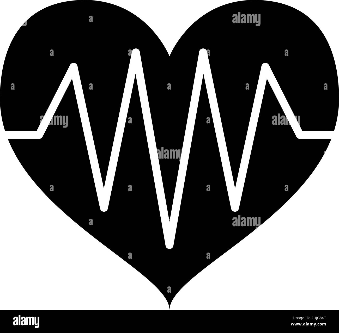 Heartbeat forma del cuore icona Glyph vettore Illustrazione Vettoriale