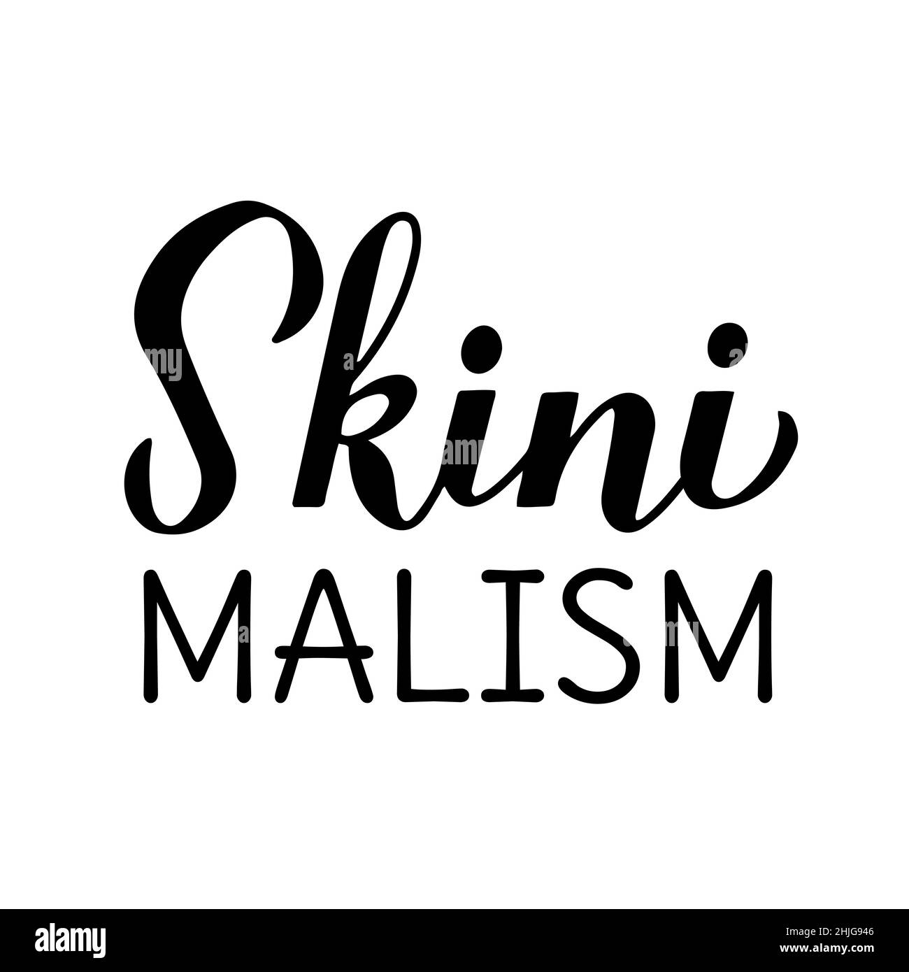 Skinimalism calligraphy scritta a mano isolato su bianco. Nuova tendenza di bellezza 2022. Minimalismo della cura della pelle. Modello vettoriale per banner, poster, volantino, ecc. Illustrazione Vettoriale