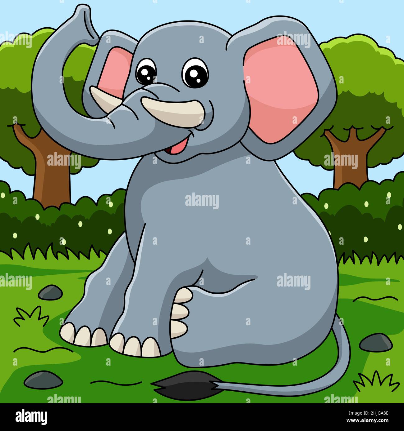 Elephant Cartoon Vector Illustrazione colorata Illustrazione Vettoriale