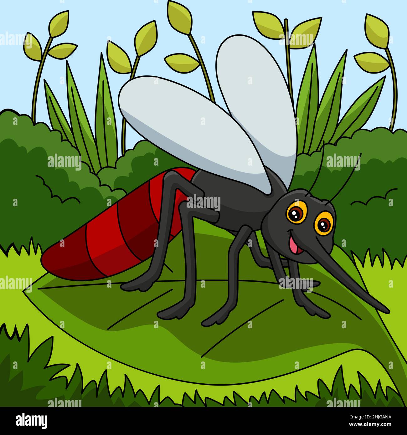 Mosquito Cartoon Vector Illustrazione colorata Illustrazione Vettoriale